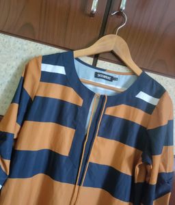 Sassafras Rustybrown And Navyblue Striped Dress, Bustsize-36