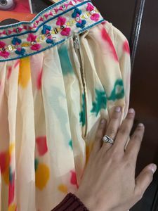 Cream Embroidered Lehanga