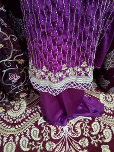 Elegant Purple Kurta Set with bridal clutch freebe