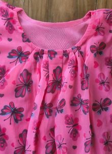 Pink Butterfly Print Crop Top