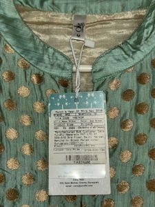 AKS Sea Green &amp; Gold Silk Anarkali