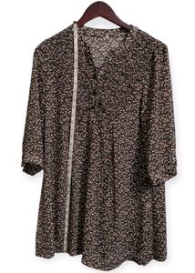 Brown Floral Print Peasant Blouse (Woman)
