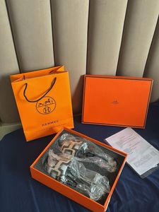 Hermes Paris Oran Flats Black White - 920