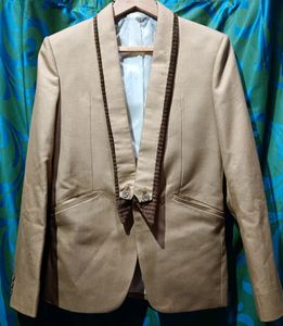 Golden Colour Suit Set With Beautiful matching Bow