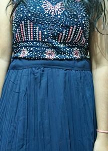 Blue crop top and skirt with dupatta
