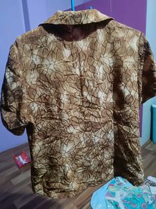 Vintage Abstract Print Short Sleeve Blouse