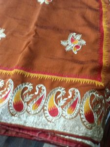 Elegant Embroidered silk Saree