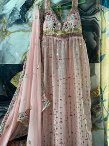Nayra Elegant Pink Embroidered Suit Set