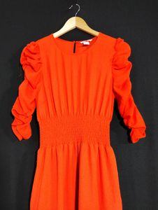 Dark Orange Round Neck Long Dress (Women)
