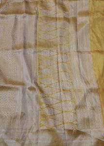 Elegant Yellow Pure Banaras Broked Saree