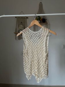 Gold Beaded Crochet Vest Top