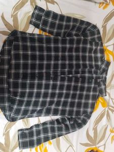 Black Shirt With White Checked Pattern
