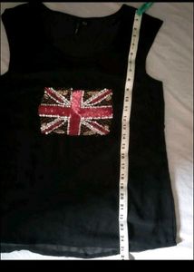 MANGO Union Jack Sequin Top