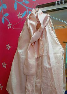 Vintage Peach Tie-Neck Sleeveless Top