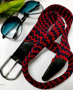 Red & Navy Braided Belt