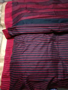 Handloom Saree with Striped Pallu - CottonBlend