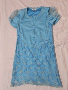 Blue Lace Overlay Dress