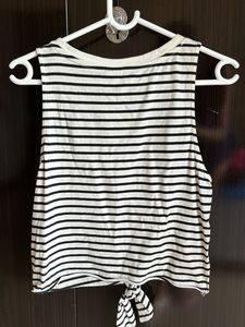 Vero Moda Black And White Stripped Knot Top