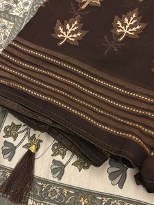Elegant Brown Leaf Saree