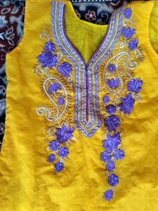 Embroidered Yellow Kurti