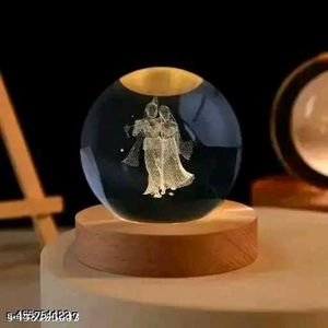 3D Crystal Ball Night Light Radha Krishna