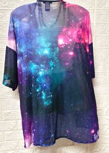 Galaxy Print Lightweight Beach Wear Cardigan