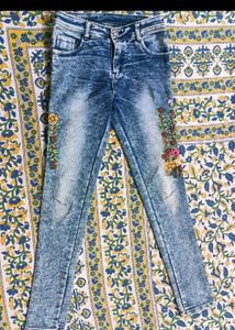 Floral Embroidered Jeans