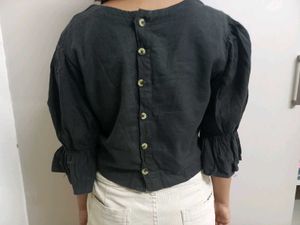 Black Crop Top Blouse