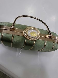 Green Satin Clutch