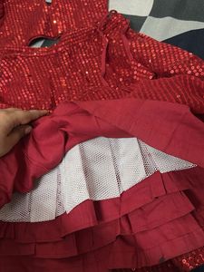 Sparkling Red Sequin Lehenga Set For Kids