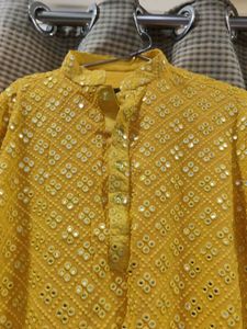 Mustard Yellow Embellished Kurta