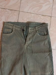 Olive Green Wide Leg Jeans