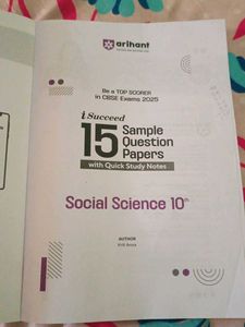 ARIHANT Class 10 - 15 Sample Question Papers SST