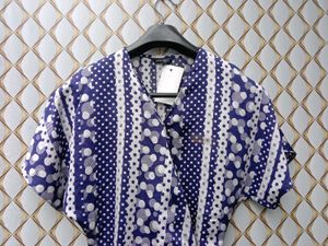 New With Tag Korean Art Dotted Blue Wrap Top