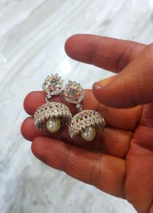 2 Pearl Jhumka Earrings