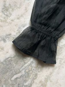Tokyo Talkies Black Sheer Sleeve Top