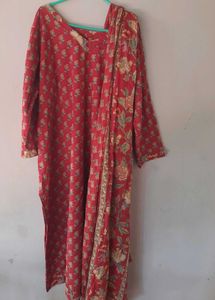 Red Floral Kurta Set without pant (40-42)bust