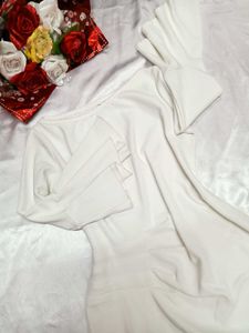 🤍White Bell-Sleeves Bodycon Dress 🤍