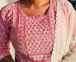 Pink Floral Print Kurta Set