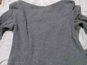 Grey Long Sleeve Crop Top