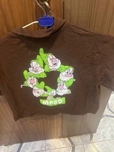 Cute Brown Crop Top Front and Back Design