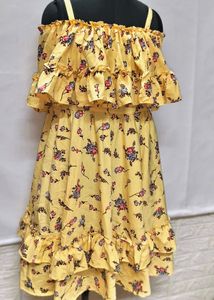 New/ Unused Floral Yellow Ruffle Dress For M Size