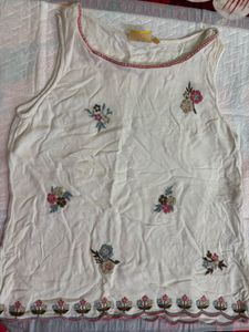 Silver Thread Embroidered Crop Top