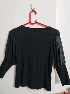 Black Puff Sleeve Top