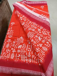 Minu Cotton Printed Saree With Maroon Border