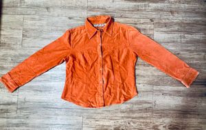 Corduroy Shirt/Jacket: Orange: Large