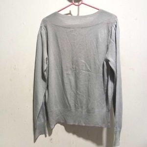Gray Long Sleeve Knit Top