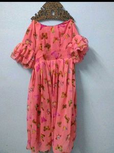 Pink Butterfly Print Dress