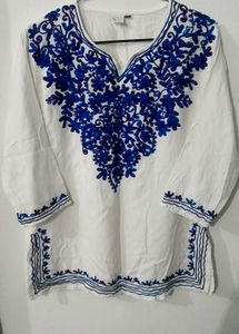 Embroidered White Kurti