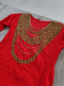 Aline Front Slit Embroided Kurta